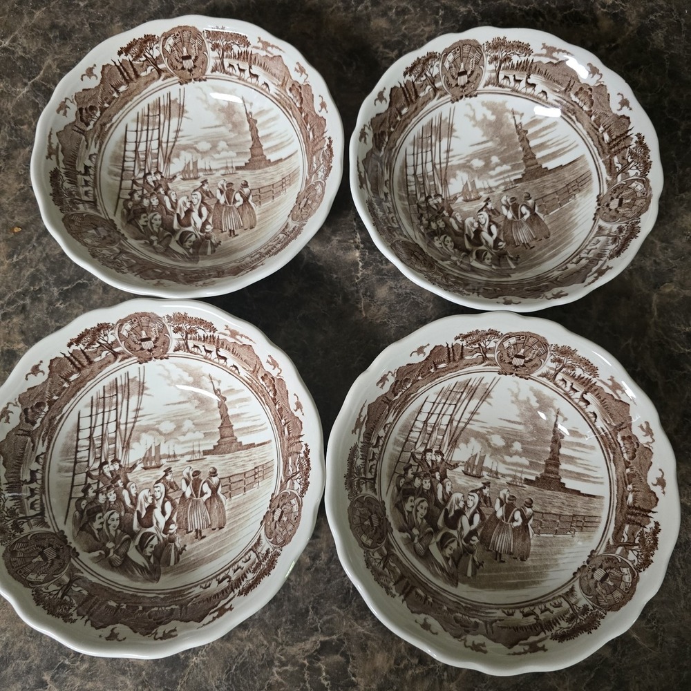 Vintage Meakin Ironstone 6.5" BOWLs American Legend Brown.White,Arrive America 4